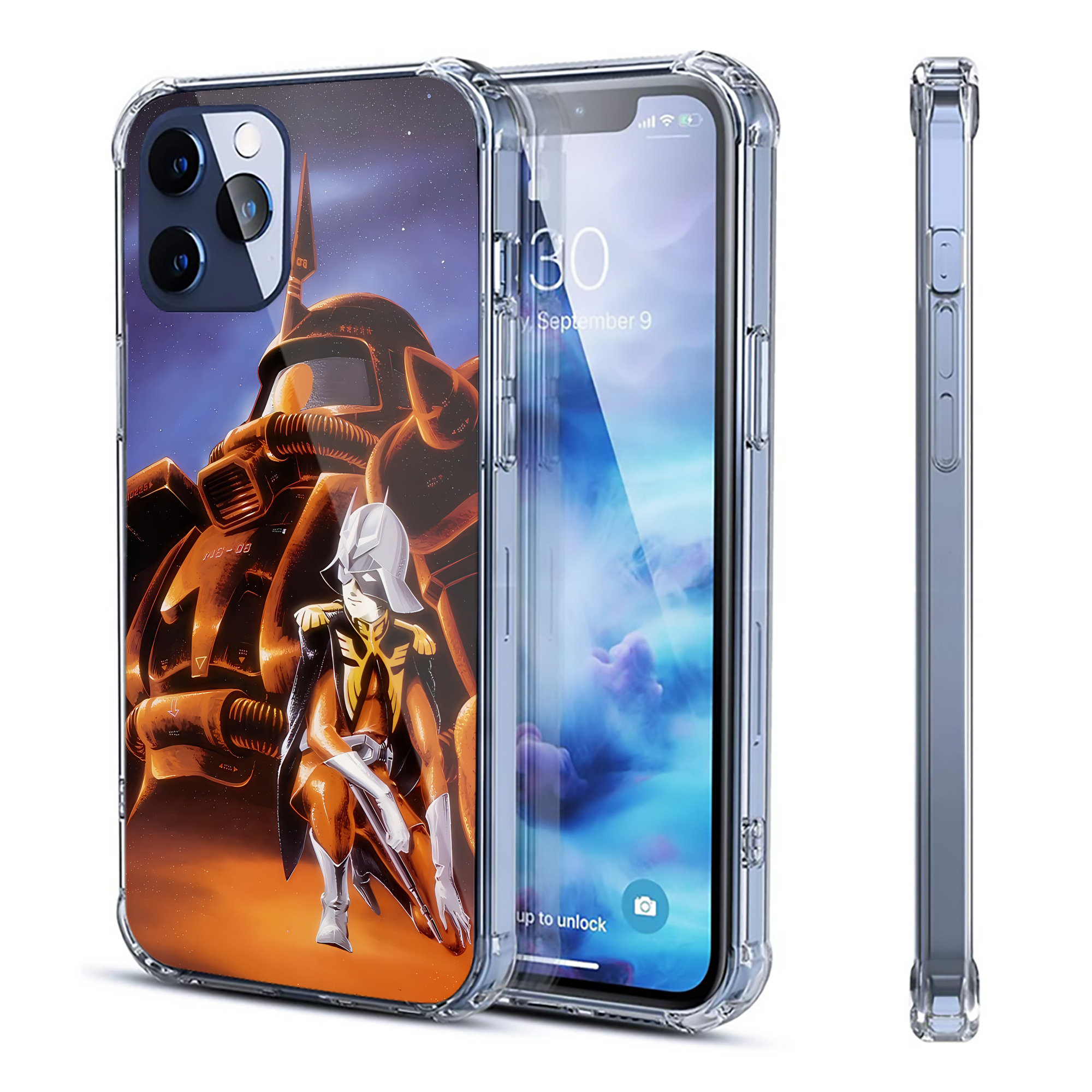 （画像用） 機動戦士ガンダム Mobile Suit Gundam 【iPhone 12シリーズ対応】透明スマホケース（クリアソフトケース）